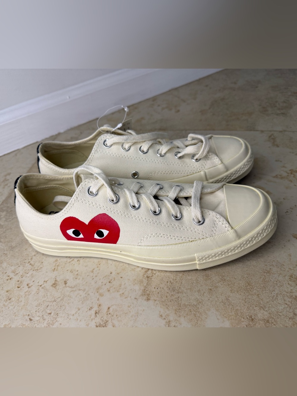 Converse PLAY COMME des GARCONS Low-Top Cream Canvas Sneakers